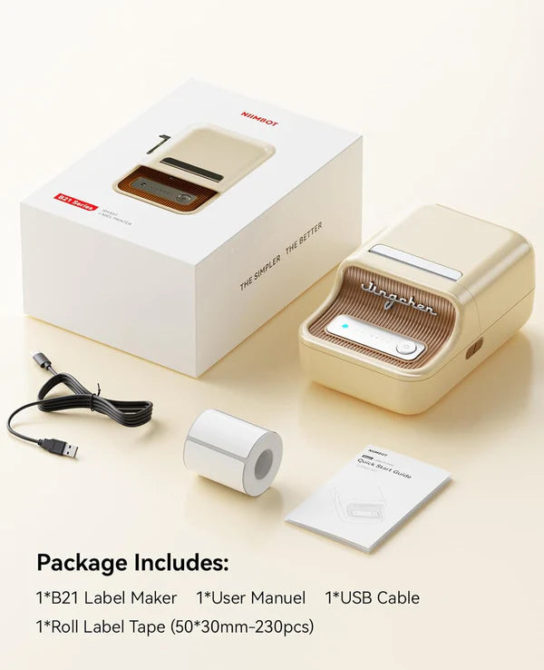 Cream Labelme Printer + FREE Roll of 230 Labels