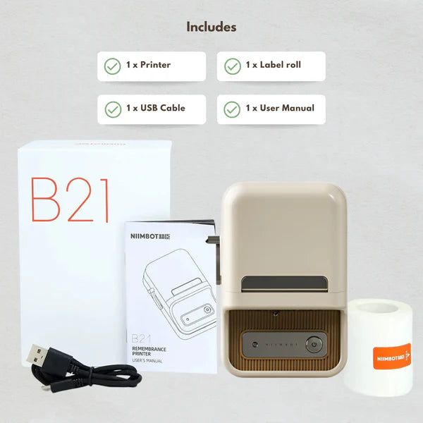 Cream Labelme Printer + FREE Roll of 230 Labels